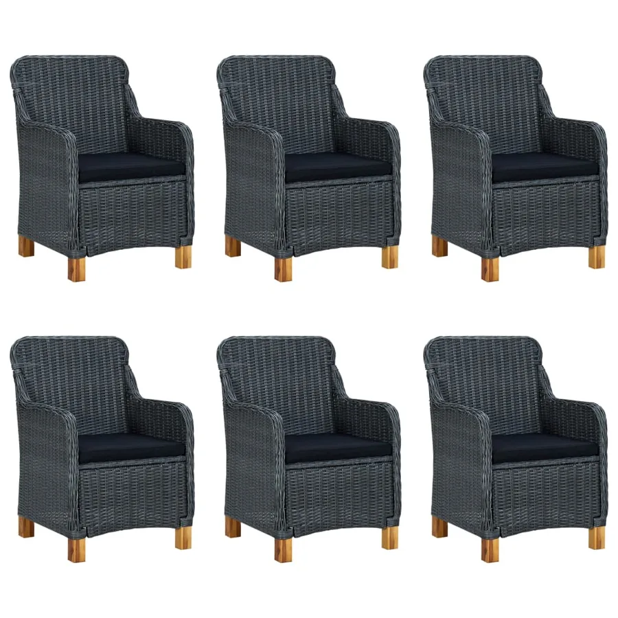 Ensemble à manger d'extérieur et coussins 7 pcs résine tressée - 2