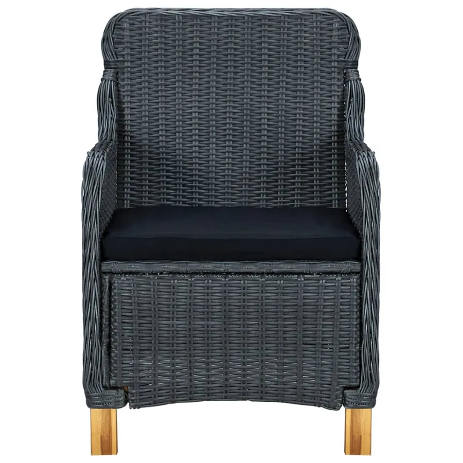 Ensemble à manger d'extérieur et coussins 7 pcs résine tressée - 5