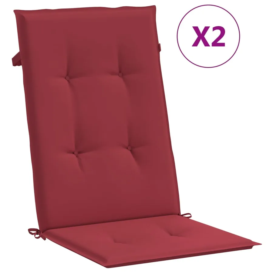Coussins de chaise de jardin à dossier haut lot de 2 bordeaux - 2