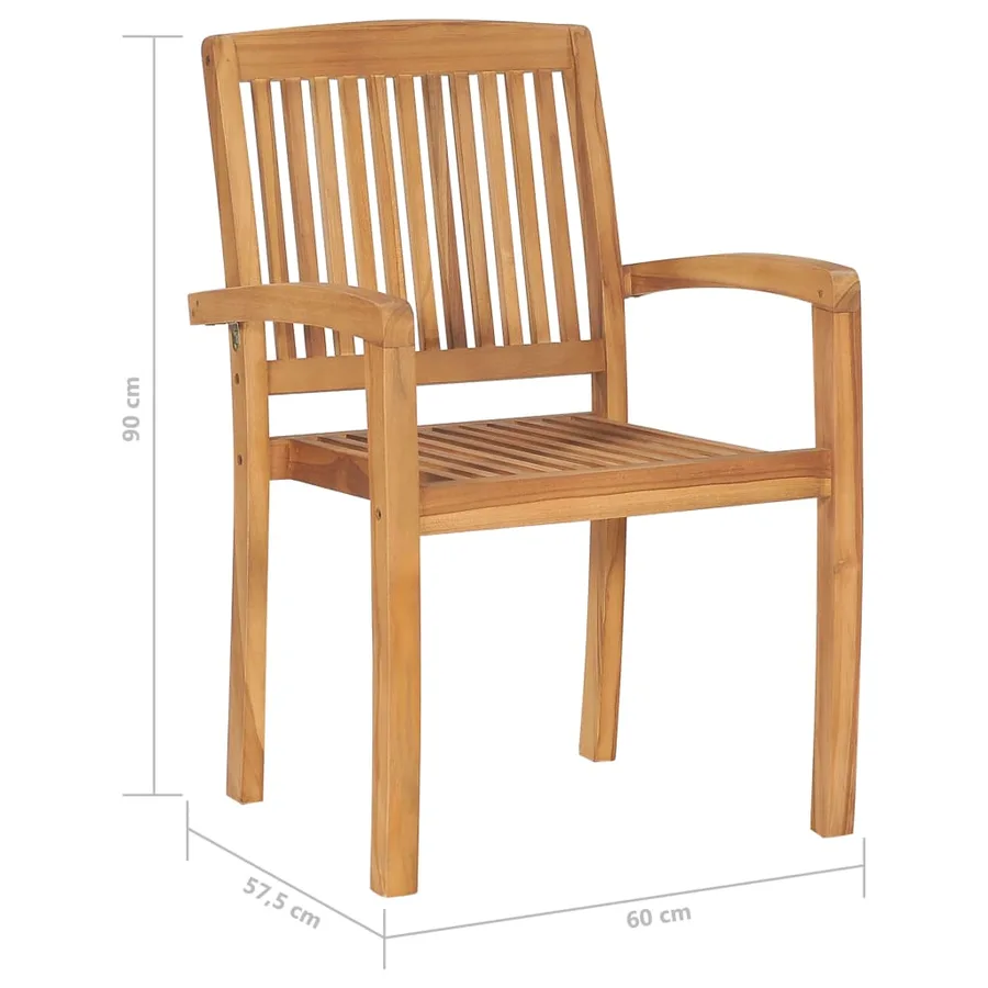 Chaises de jardin empilables avec coussins lot de 8 Teck solide - 12