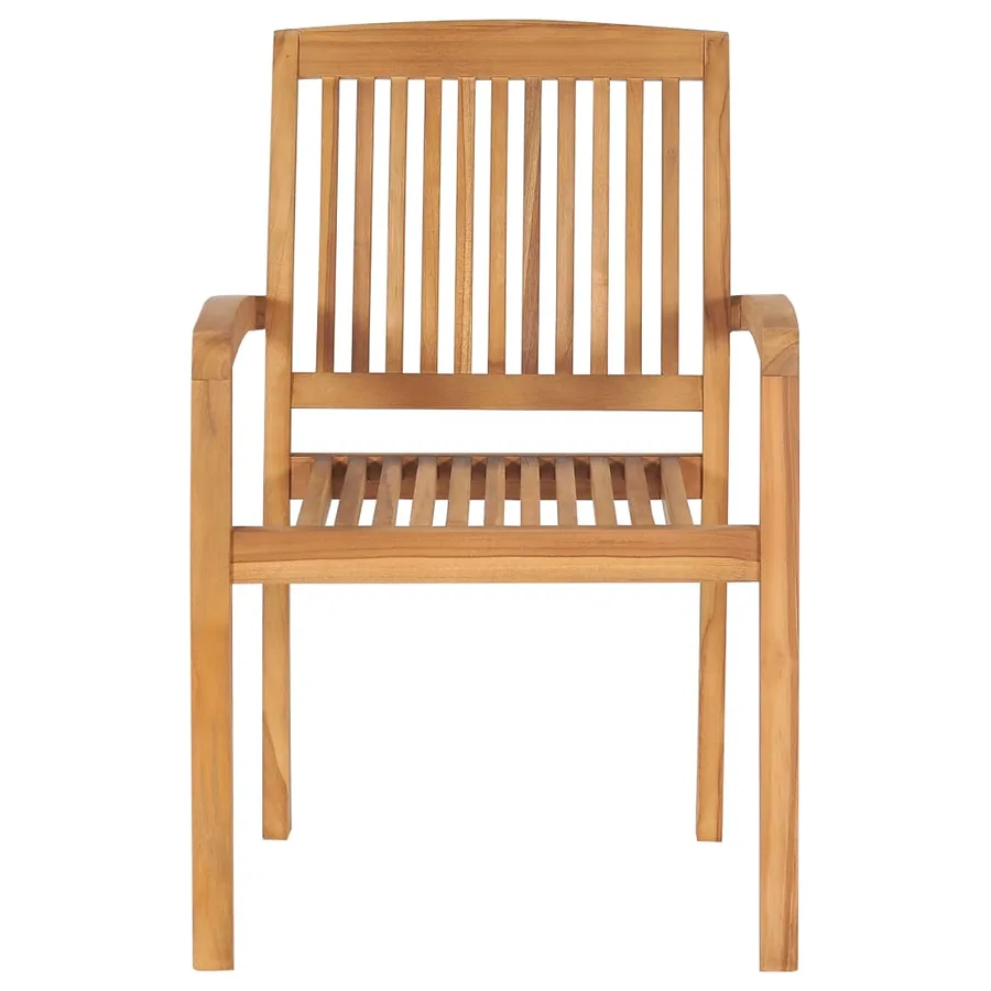 Chaises de jardin empilables avec coussins lot de 8 Teck solide - 5