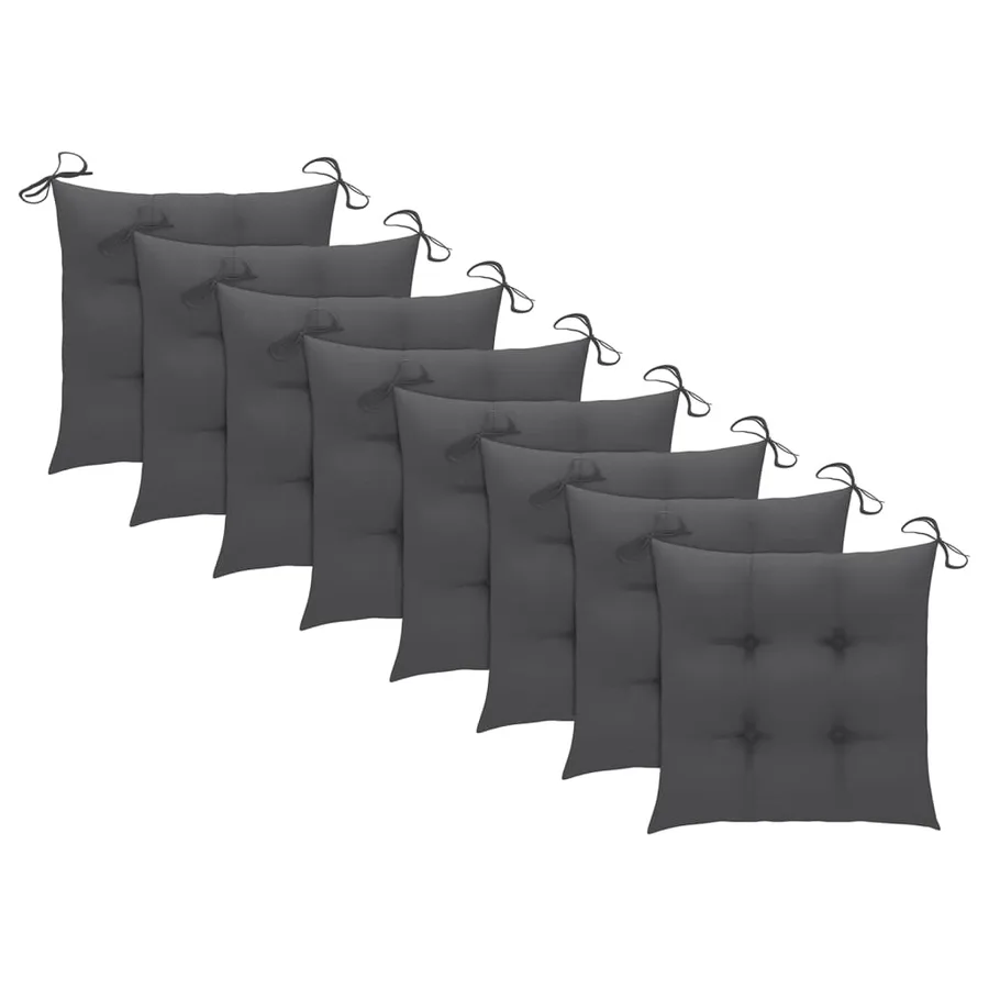Chaises de jardin empilables avec coussins lot de 8 Teck solide - 7