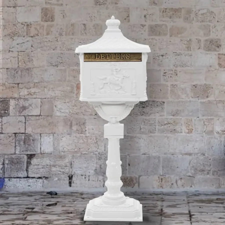 Boîte aux lettres sur pied Aluminium Vintage Antirouille Blanc