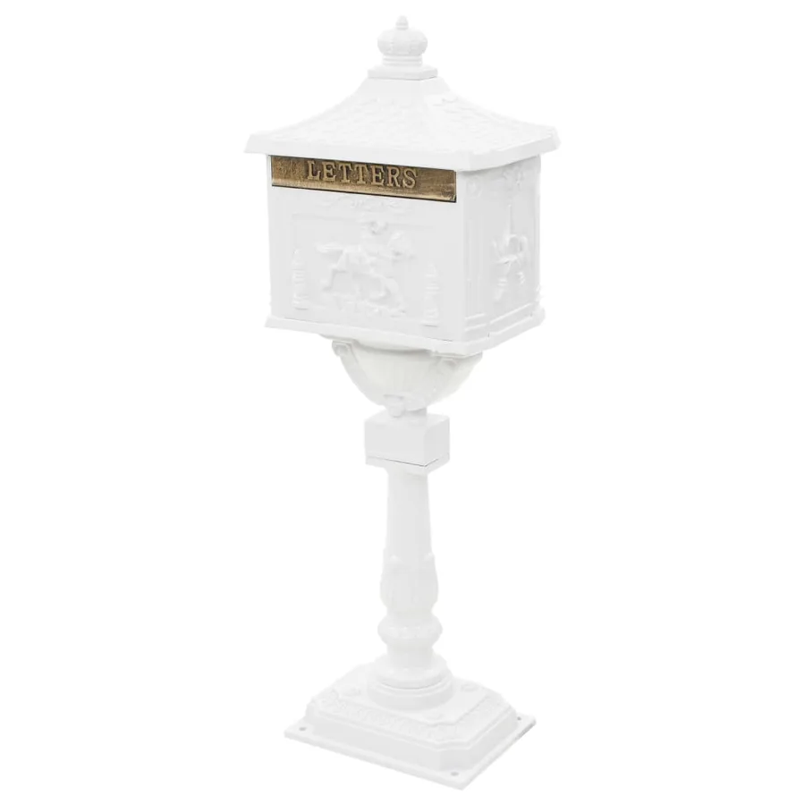 Boîte aux lettres sur pied Aluminium Vintage Antirouille Blanc - 2
