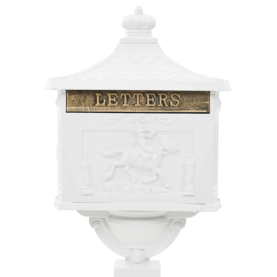 Boîte aux lettres sur pied Aluminium Vintage Antirouille Blanc - 4