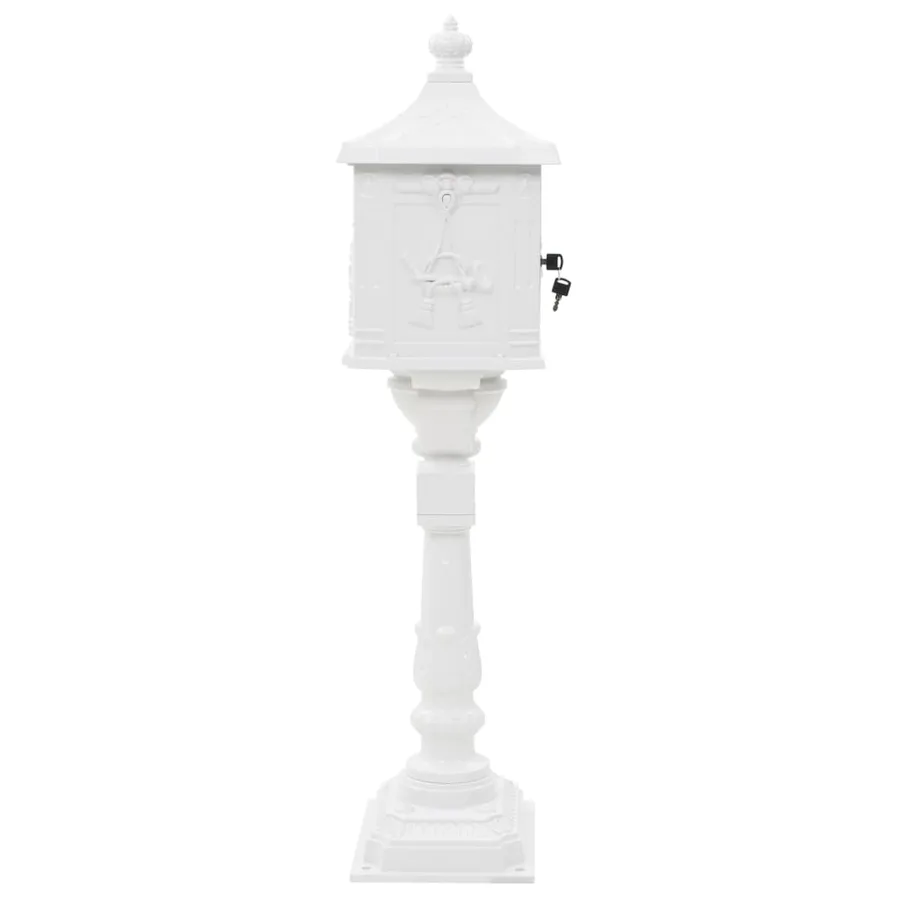 Boîte aux lettres sur pied Aluminium Vintage Antirouille Blanc - 6