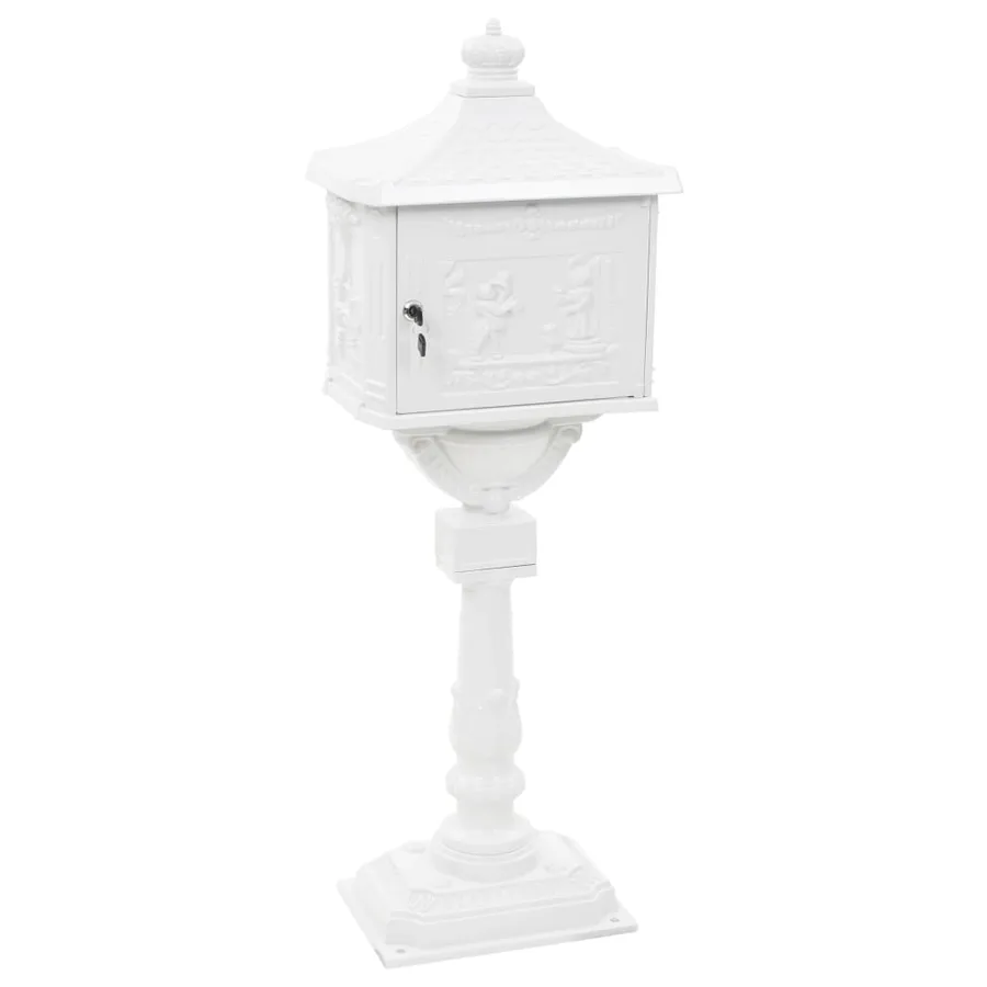 Boîte aux lettres sur pied Aluminium Vintage Antirouille Blanc - 7