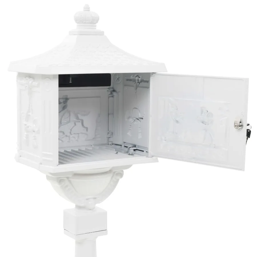 Boîte aux lettres sur pied Aluminium Vintage Antirouille Blanc - 9