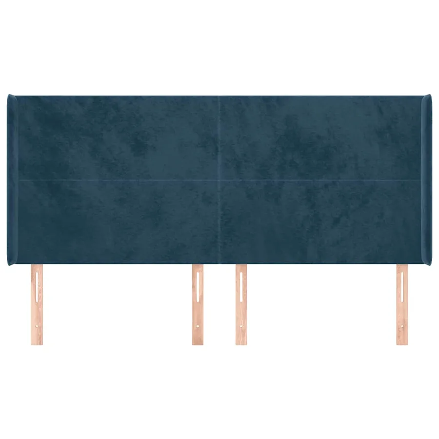Tête de lit avec oreilles Bleu foncé 203x16x118/128 cm Velours - 3