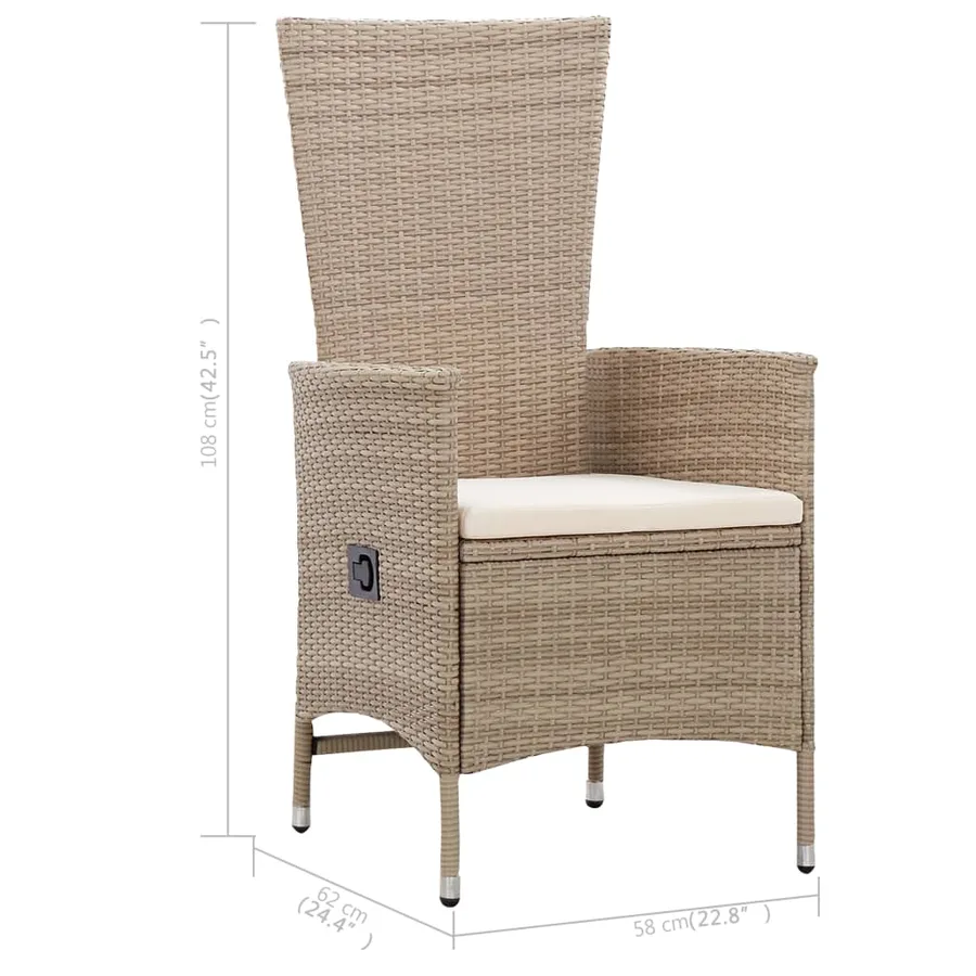 Ensemble à manger de jardin 5 pcs Beige - 11