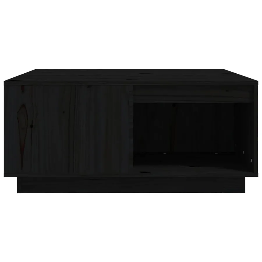 Table basse Noir 80x81x36,5 cm Bois massif de pin - 5