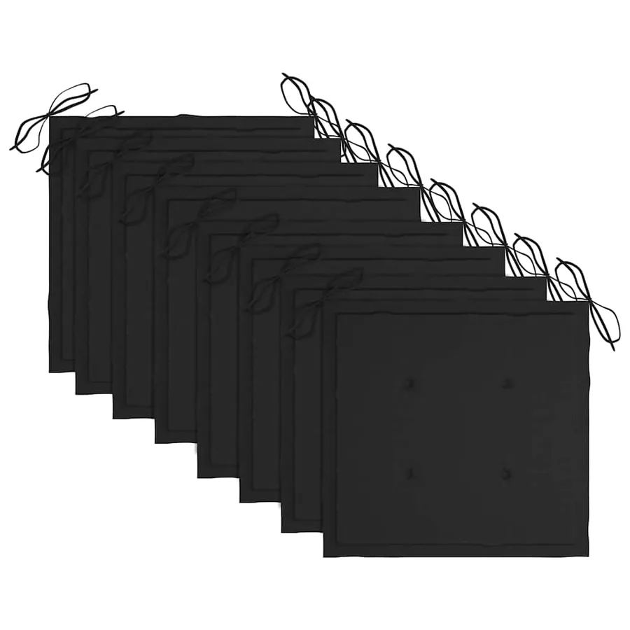 Chaises de jardin empilables avec coussins lot de 8 Teck solide - 7