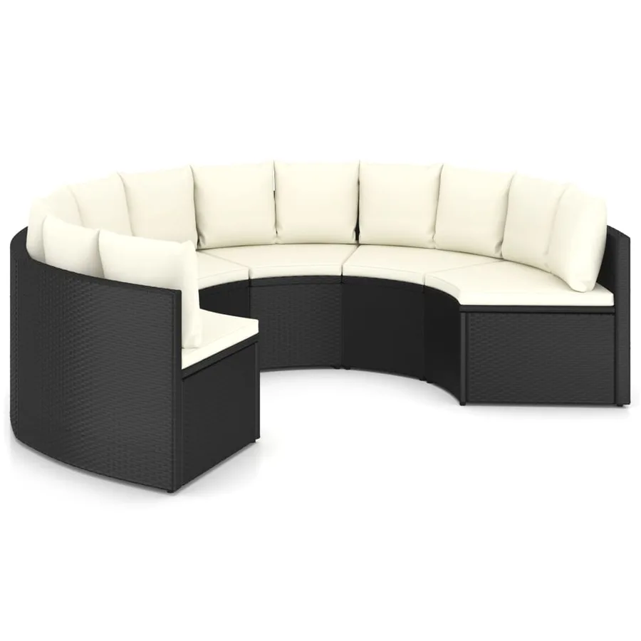 Salon de jardin 6 pcs avec coussins Résine tressée Noir - 2