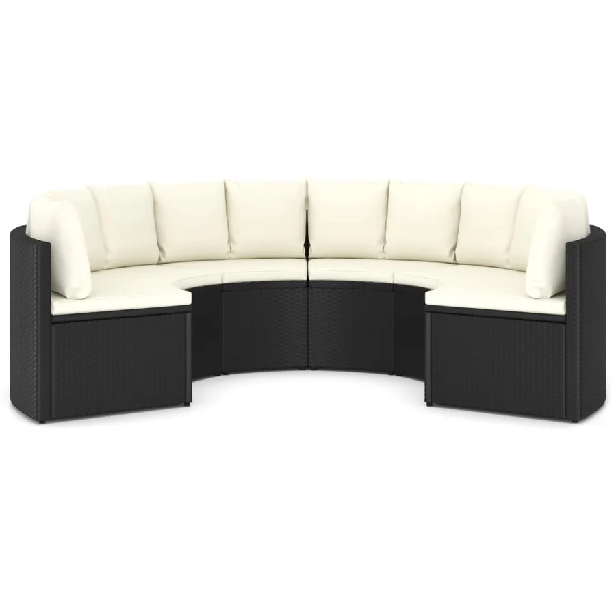 Salon de jardin 6 pcs avec coussins Résine tressée Noir - 3