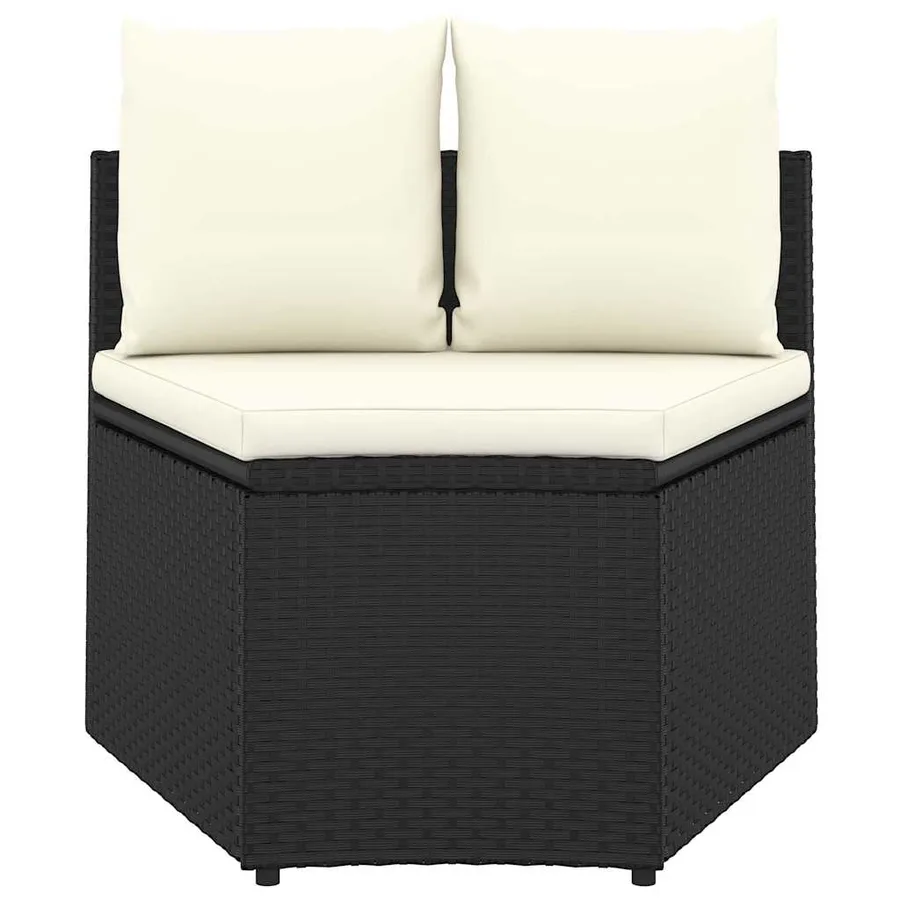 Salon de jardin 6 pcs avec coussins Résine tressée Noir - 5