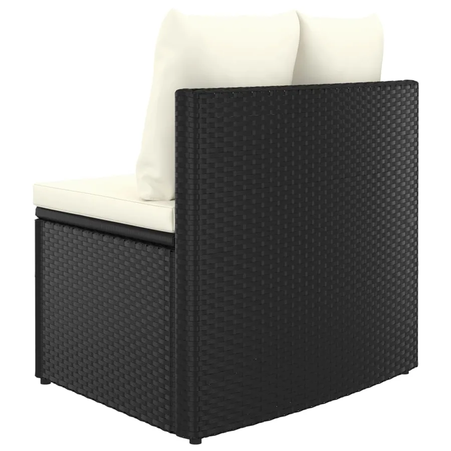 Salon de jardin 6 pcs avec coussins Résine tressée Noir - 7