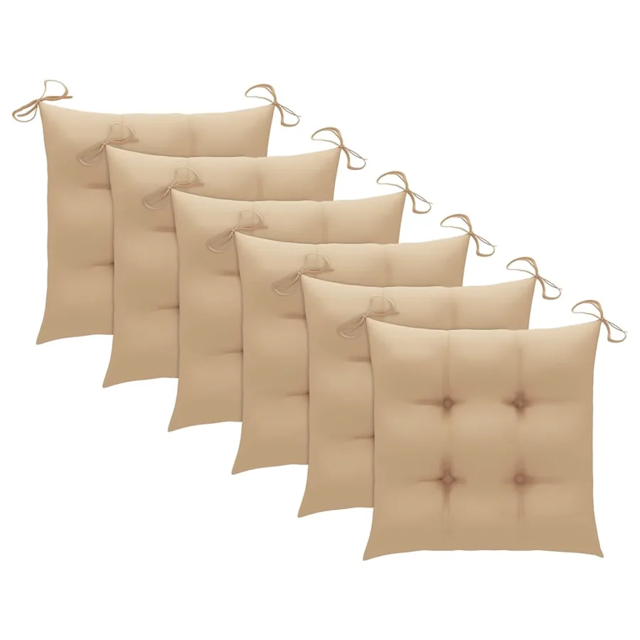 Chaises de jardin empilables avec coussins lot de 6 Teck solide - 7