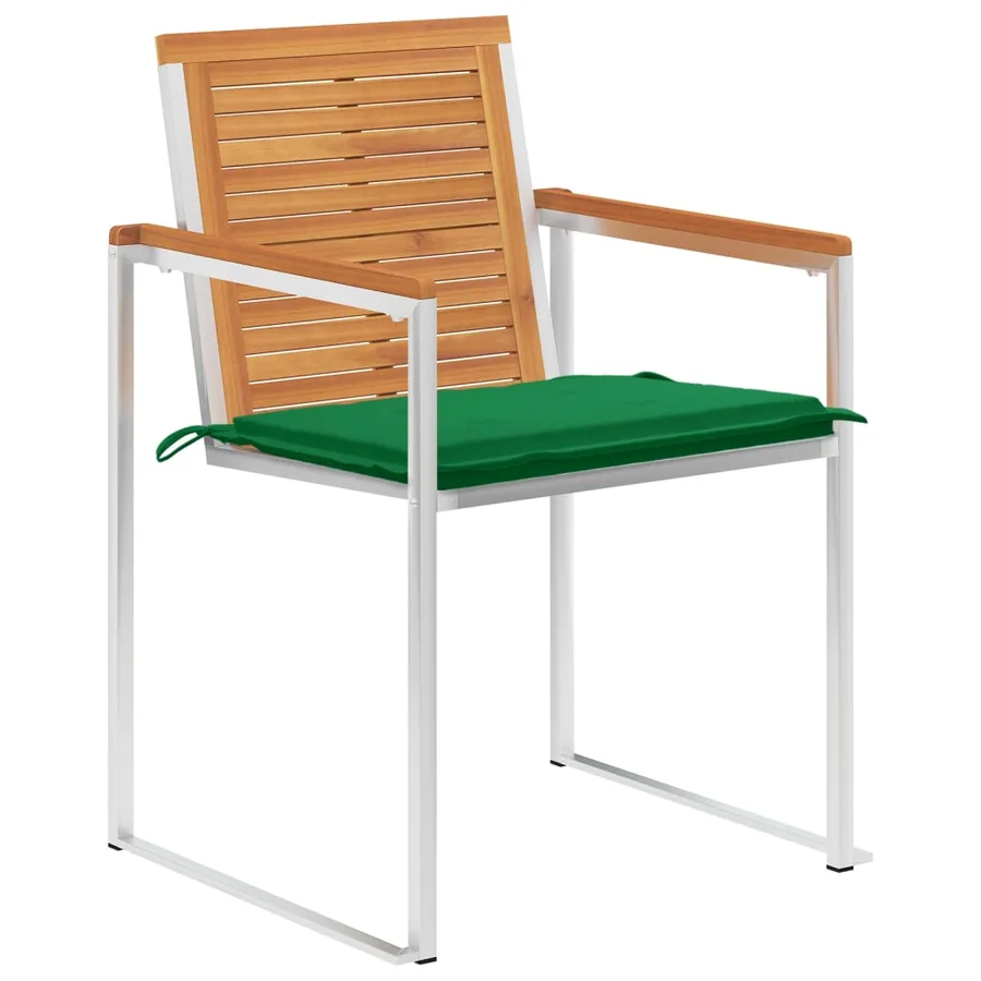Chaises de jardin lot de 4 avec coussins Bois d'acacia massif - 2