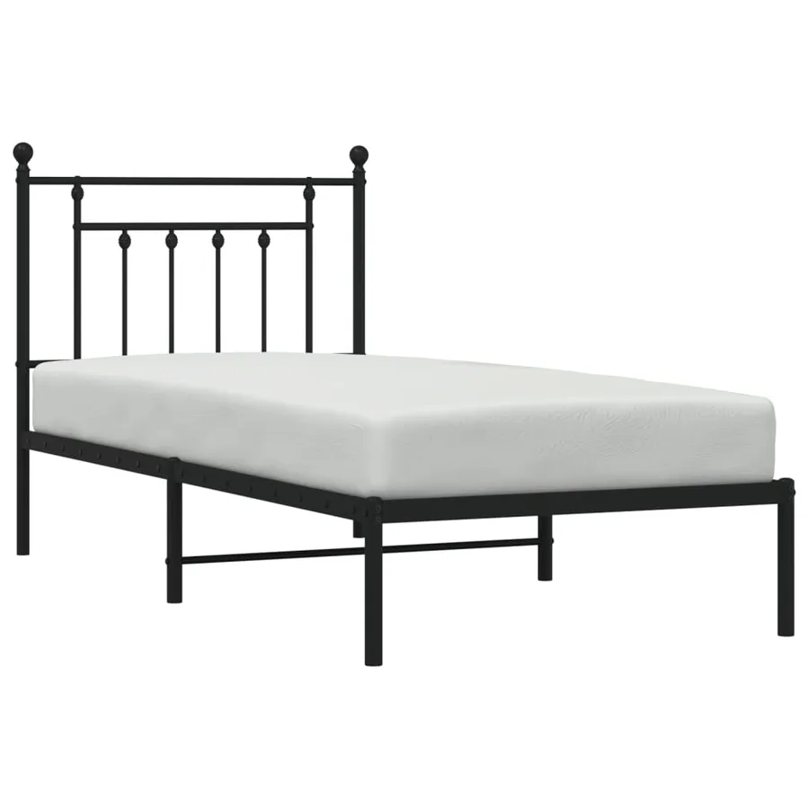 Cadre de lit métal sans matelas avec tête de lit noir 80x200 cm - 5