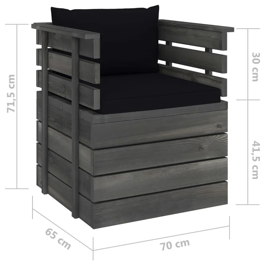 Fauteuil de jardin avec coussins Bois de pin - 7