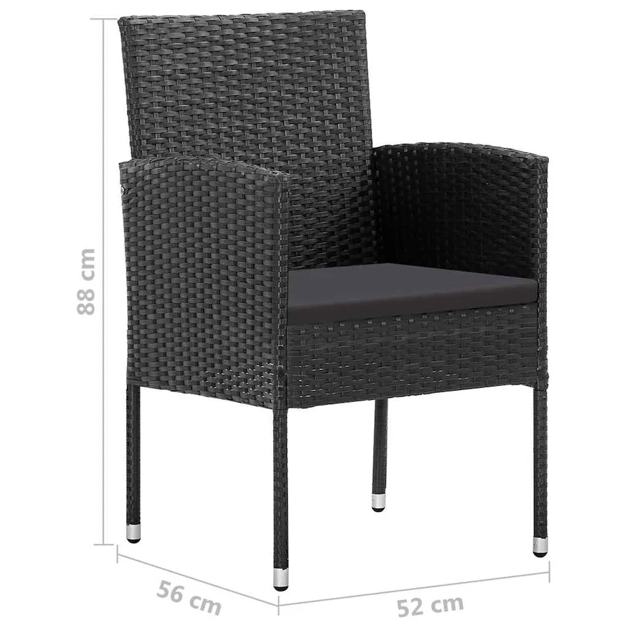 Ensemble à manger de jardin 5 pcs Noir - 8