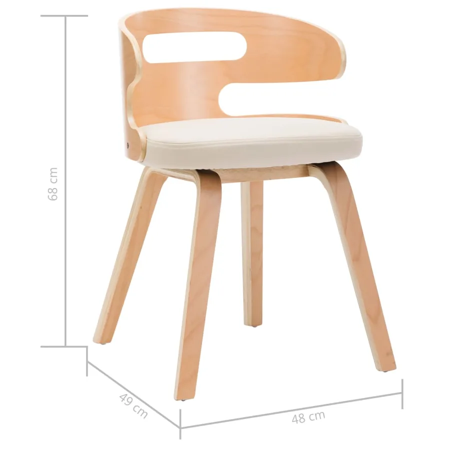 Chaises à manger lot de 2 crème bois courbé et similicuir - 7