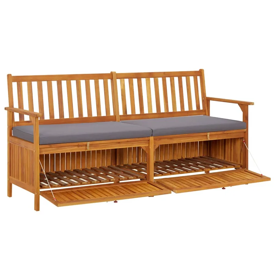 Banc de rangement avec coussin 170 cm Bois d'acacia solide - 5