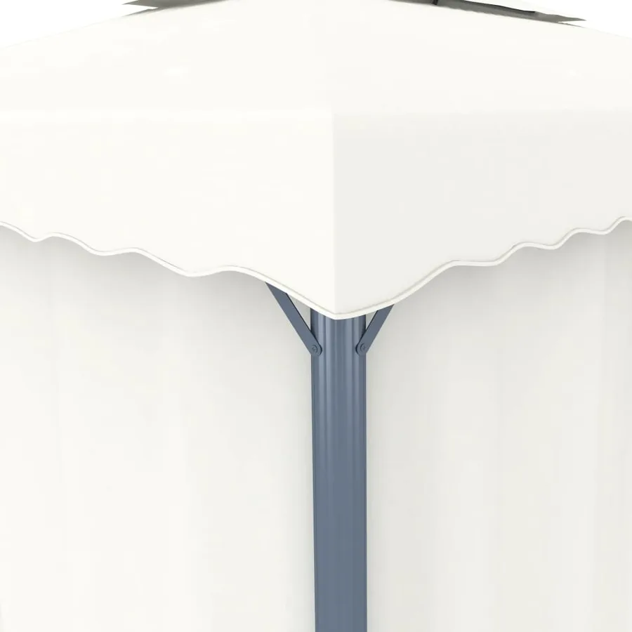 Tonnelle avec rideau 3x3 m Blanc crème Aluminium - 5