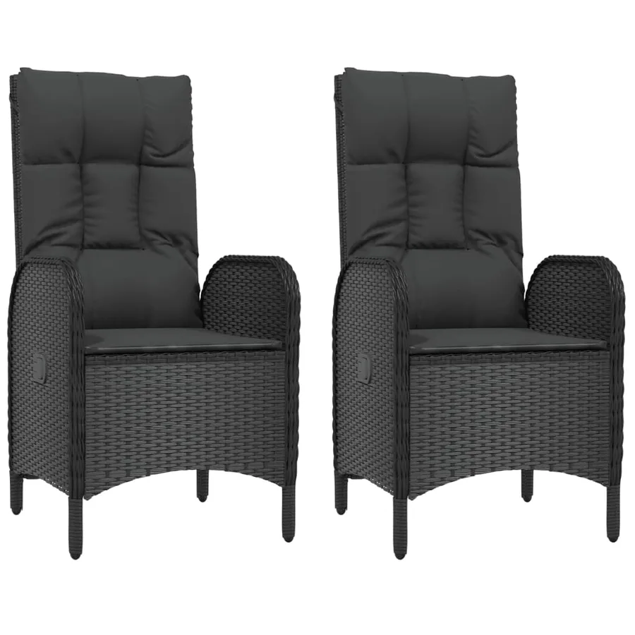 Ensemble à manger de jardin coussins 5pcs Noir Résine tressée - 5