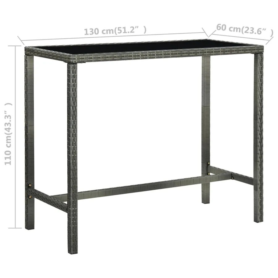 Ensemble de bar de jardin 7 pcs et coussins Résine tressée Gris - 11