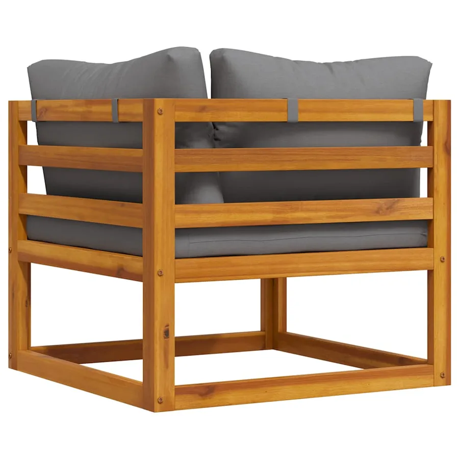 Canapé d'angle sectionnel avec coussin gris foncé Bois d'acacia - 6