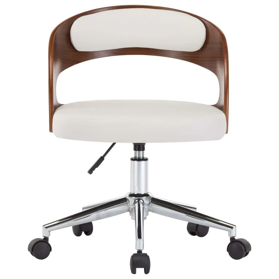 Chaise pivotante à manger Blanc Bois courbé et similicuir - 3