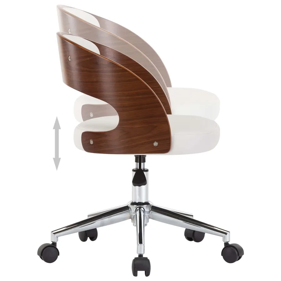 Chaise pivotante à manger Blanc Bois courbé et similicuir - 5