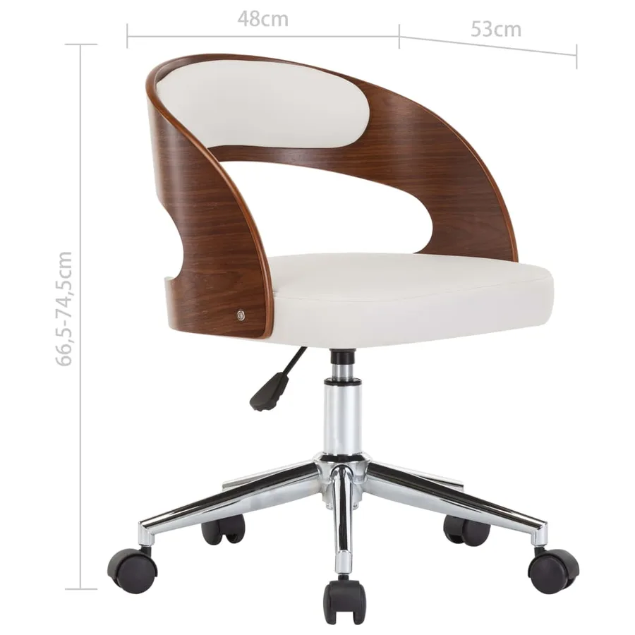 Chaise pivotante à manger Blanc Bois courbé et similicuir - 9