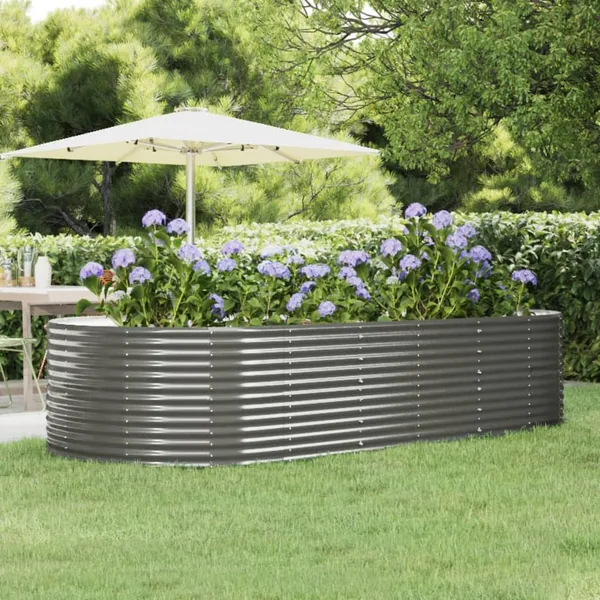 Lit surélevé de jardin Gris 291x140x68cm Acier galvanisé