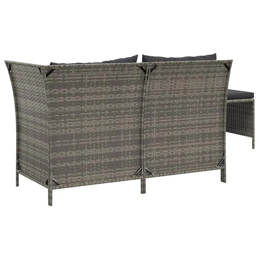 Salon de jardin 3 pcs avec coussins Gris Résine tressée - 5