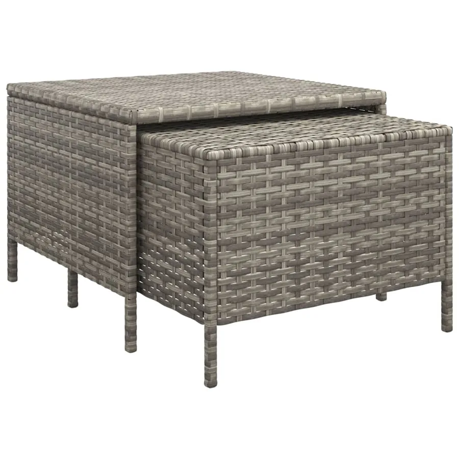 Salon de jardin 3 pcs avec coussins Gris Résine tressée - 8