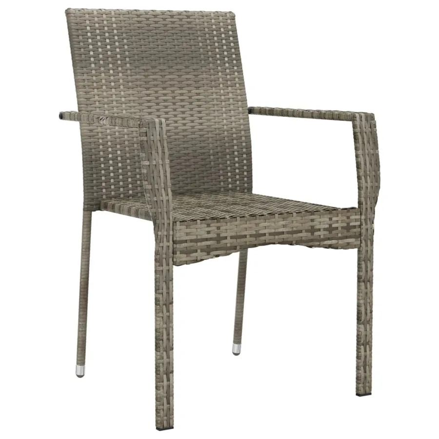 Chaises de jardin avec coussins lot de 4 Résine tressée Gris - 4