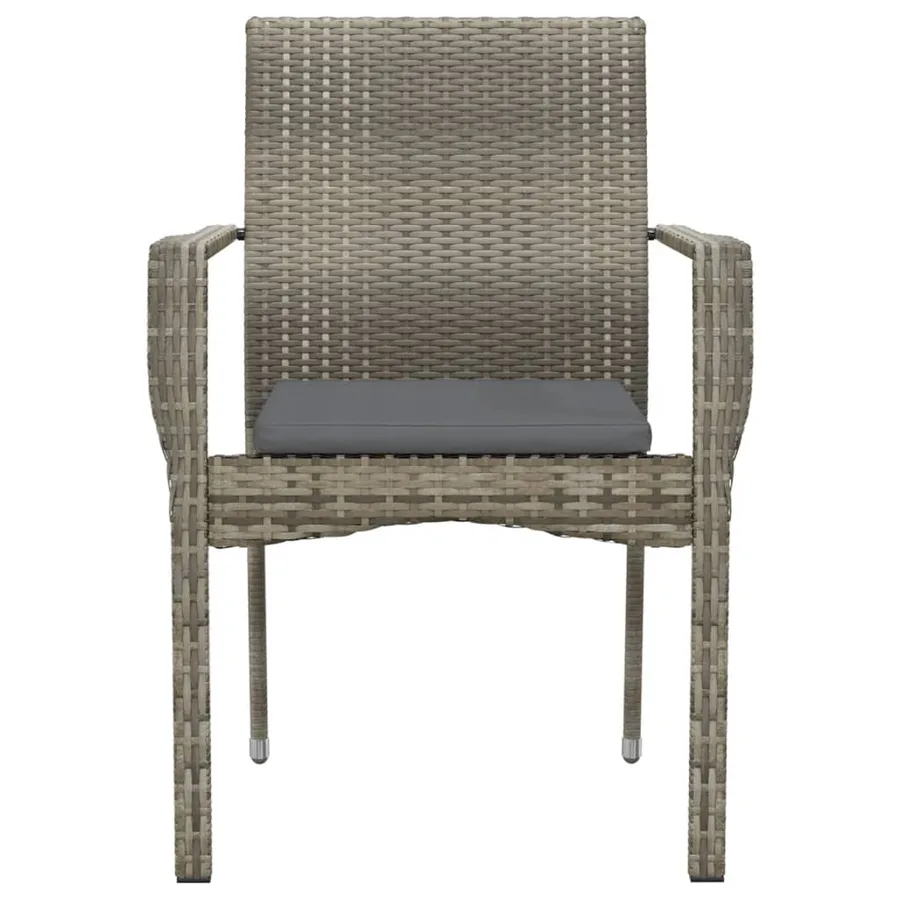 Chaises de jardin avec coussins lot de 4 Résine tressée Gris - 5