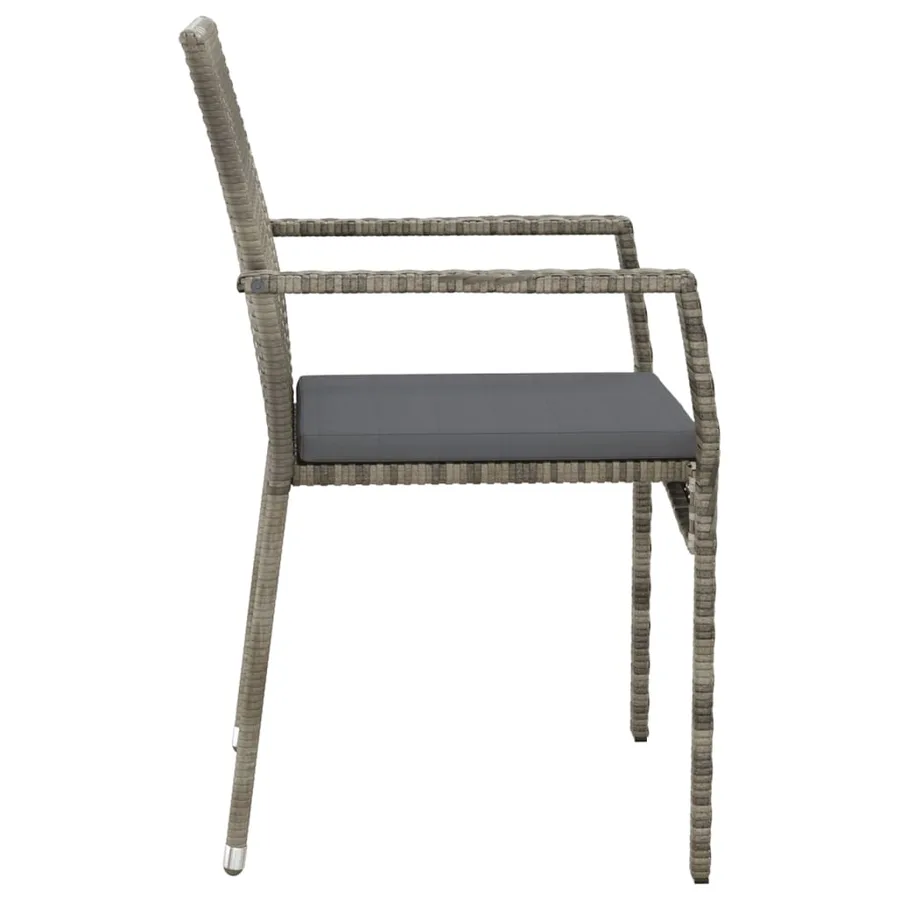 Chaises de jardin avec coussins lot de 4 Résine tressée Gris - 6