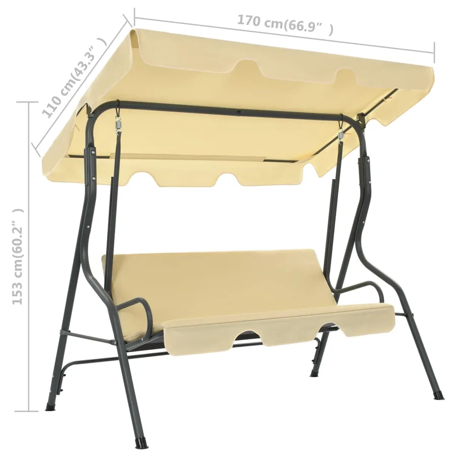 Balancelle de jardin Blanc crème 170 x 110 x 153 cm - 6