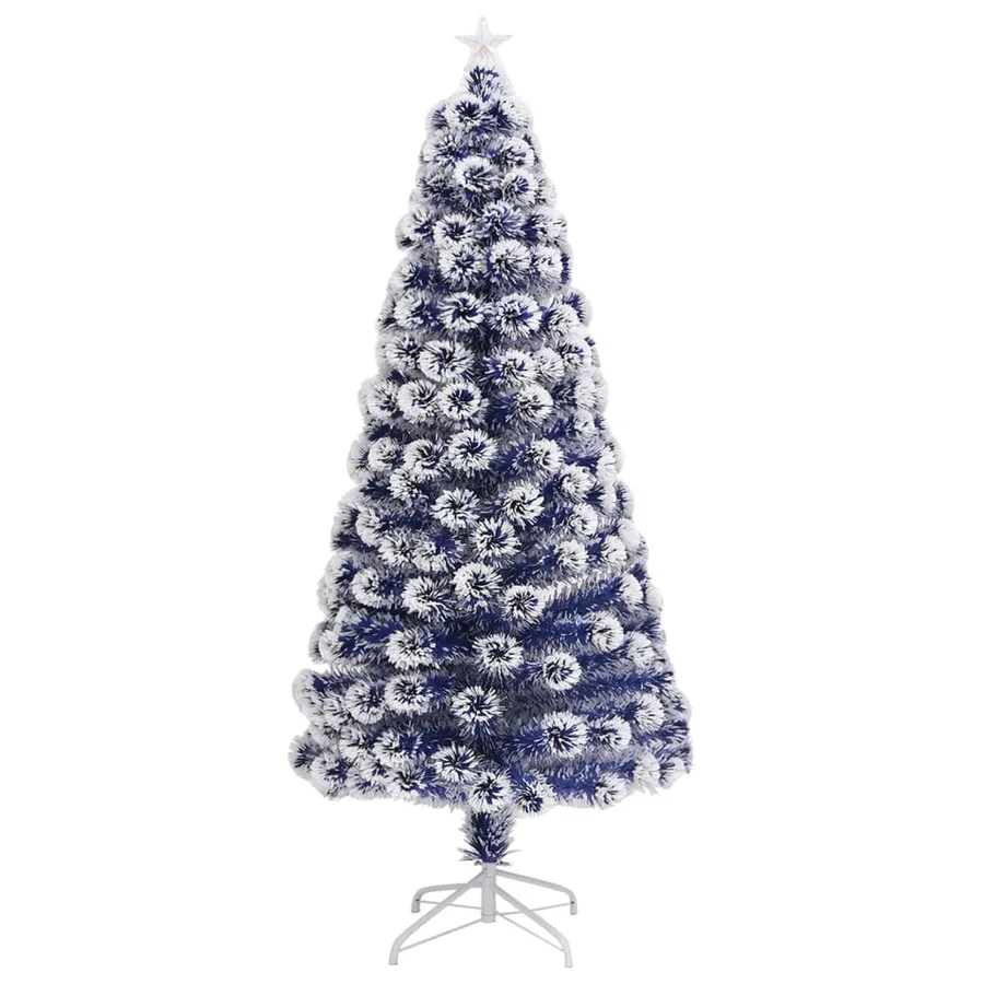 Arbre de Noël artificiel pré-éclairé blanc/bleu fibre optique - 3