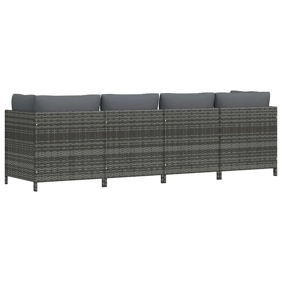 Canapé de jardin à 4 places avec coussins Gris Résine tressée - 6