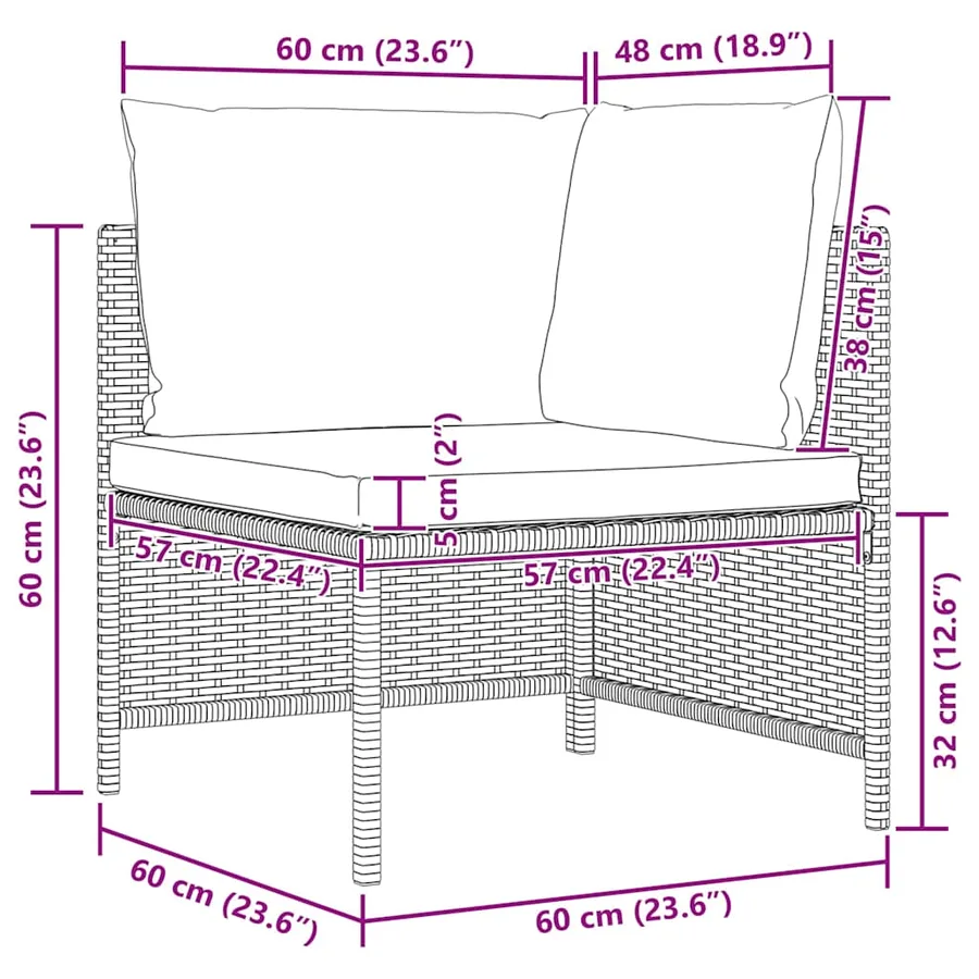 Canapé de jardin à 4 places avec coussins Gris Résine tressée - 9