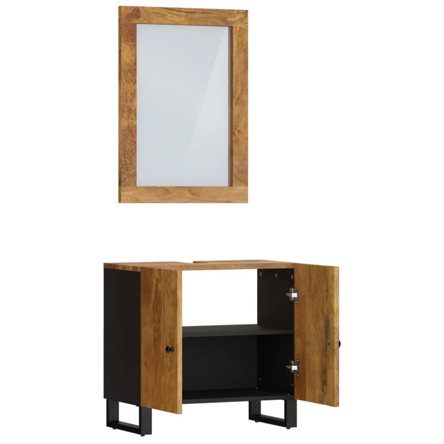 Ensemble de meubles salle de bain 2 pcs bois de manguier massif - 3
