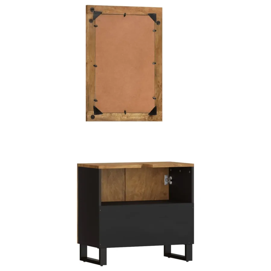 Ensemble de meubles salle de bain 2 pcs bois de manguier massif - 4