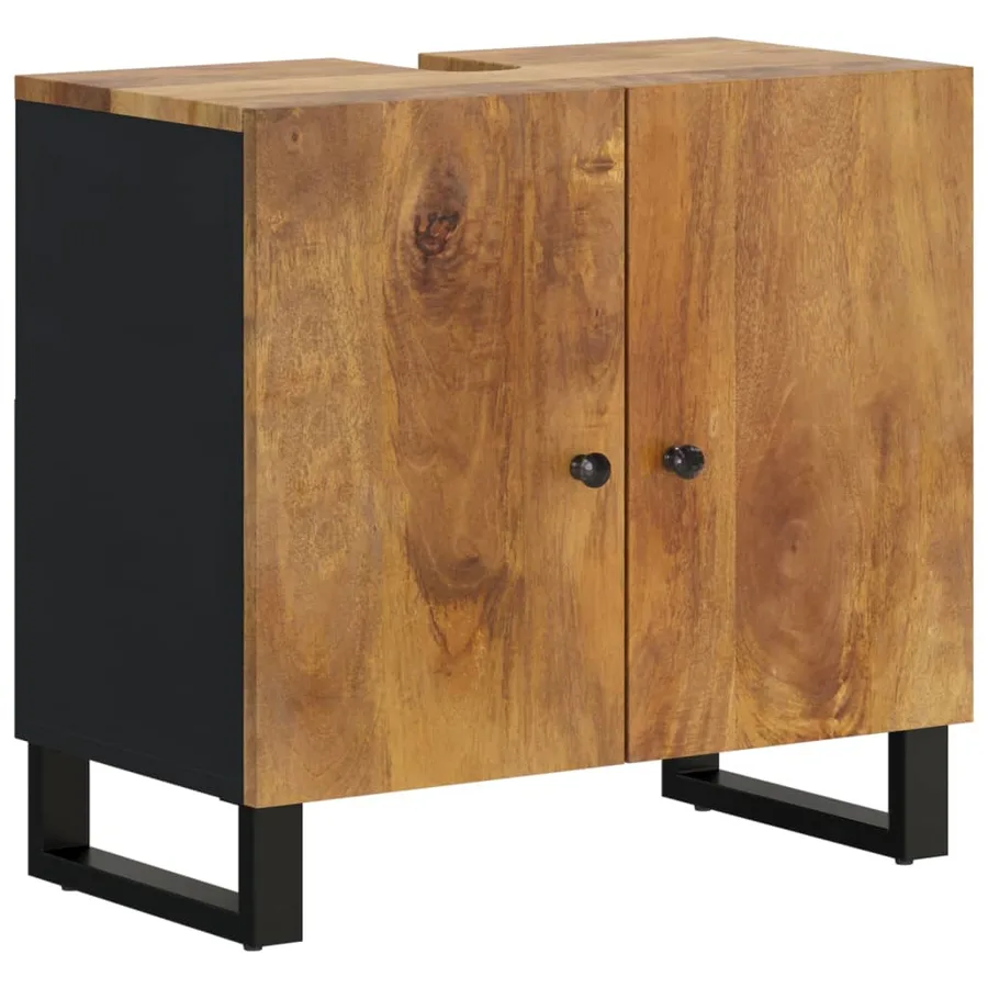 Ensemble de meubles salle de bain 2 pcs bois de manguier massif - 5