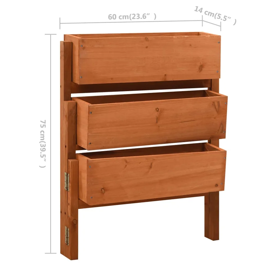 Jardinière pliable de jardin Orange 60x14x75 cm Bois de sapin - 5