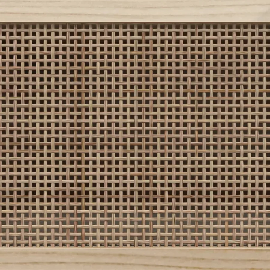 Meuble TV Noir 80x30x40 cm Bois de pin massif et rotin naturel - 6