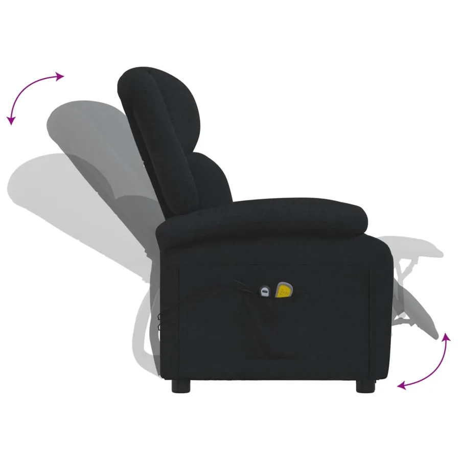 Fauteuil électrique de massage Noir Tissu - 7